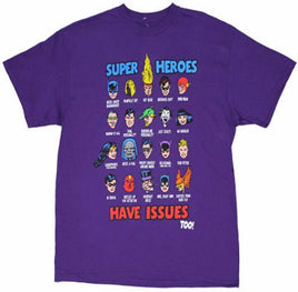DC Comics Super Heroes Have Issues Too Purple T-Shirt