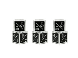 +1/+1 & -1/-1 D6 Black Pack of 6 CCG Metal Dice