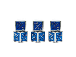 +1/+1 & -1/-1 D6 Blue Pack of 6 CCG Metal Dice