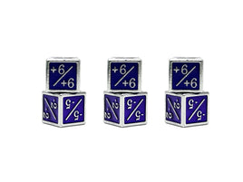+1/+1 & -1/-1 D6 Purple Pack of 6 CCG Metal Dice