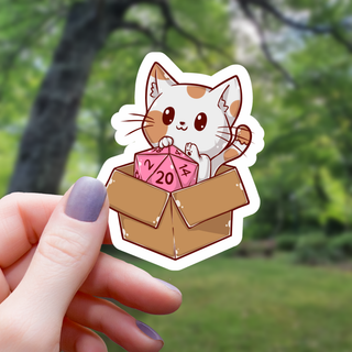 Cat In Box With D20 Sticker - 3