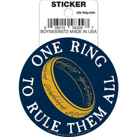 Ata-Boy Stickers: Die Cut Vinyl Sticker - 3" - Lord of the Rings - One Ring To Rule Them All