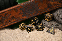 Aztec Silver Sheen Obsidian Stone Dice Set - Dice Around the World Collection
