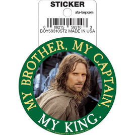 Lord of the Rings: Aragorn My Brother, My Captain, My King Die Cut Vinyl Sticker - 3"