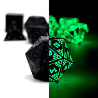 Black Hole - Space Dice 7 Piece RPG Set Alloy Metal Dice | Glows in the Dark