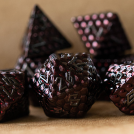 Blood Red Dragon's Egg Metal Dice Set