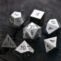 Brushed Silver Sharp-Edged Metal Dice Set