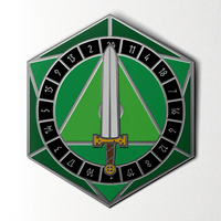 D20 Sword Spinner Pin - Hard Enamel Adventure Dice Pin Metal by Norse Foundry