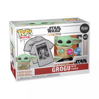 Funko Pop! & Tee Star Wars: The Mandalorian - Grogu with Cookie Flocked Exclusive Size L