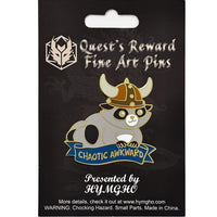 Hymgho Dice: Alternative Alignments Enamel Pin - Chaotic Awkward - Raccoon