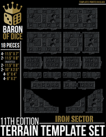 Iron Sector Template Set | 11e Terrain Template Set | Shipping Excluded