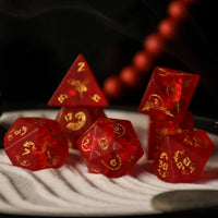 Japanese Frosted Red Glass Dice Set