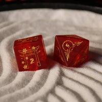 Japanese Frosted Red Glass Dice Set