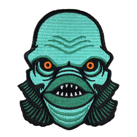 Lagoon Creature Head Embroidered Patch: Iron-on