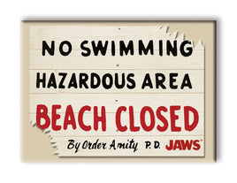 Aquarius Magnets: Flat Magnet - JAWS - Beach Closed