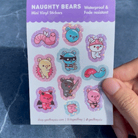 Naughty Bears Mini Vinyl Sticker Sheet