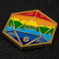 Pride and Gold Rainbow D20 Pin