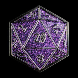 Purple Glitter D20 Pin
