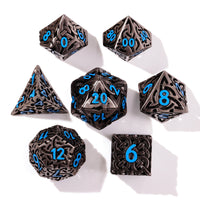 Blue Tiger's Eye Metal RPG Dice Set | 7 Pieces
