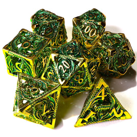 Ancient Dragon Treasure Metal RPG Dice Set | 7 Pieces