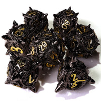Coiled Black Dragon Metal RPG Dice Set | 7 Pieces