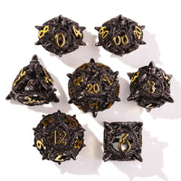 Coiled Black Dragon Metal RPG Dice Set | 7 Pieces