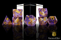 Purple Seashell Sharp Edge RPG Dice Set | 7 Pieces