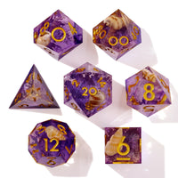 Purple Seashell Sharp Edge RPG Dice Set | 7 Pieces