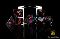 Black Butterfly Sharp Edge RPG Dice Set | 7 Pieces