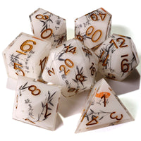 White Bamboo Sharp Edge RPG Dice Set - 7 Pieces