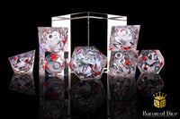 Winter Cherry Blossom Liquid Core RPG Dice Set | 7 Pieces