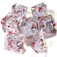 Winter Cherry Blossom Liquid Core RPG Dice Set | 7 Pieces