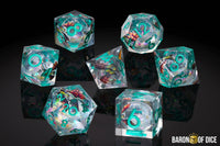 Fire Wyvern Liquid Core RPG Dice Set - 7 Pieces