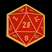 Red and Gold D20 Pin