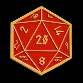 Red and Gold D20 Pin