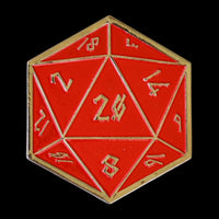 Red and Silver D20 Pin