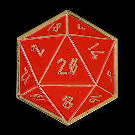Red and Silver D20 Pin