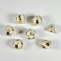 Snowy Neko Liquid Core RPG Dice Set - 7 Pieces