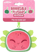 TeeTurtle Reversible Plushies Keychain: Watermelon Axolotl