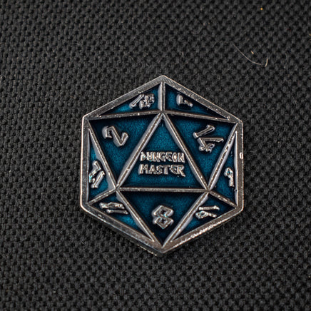 Aqua and Silver D20 Pin - The Mage's Emporium Misty Mountain Gaming Misty Mountain Gaming Shopify Collective Used English Pin Japanese Style Comic Book