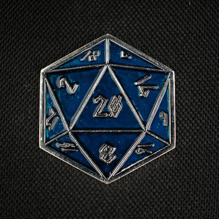 Aqua and Silver D20 Pin - The Mage's Emporium Misty Mountain Gaming Misty Mountain Gaming Shopify Collective Used English Pin Japanese Style Comic Book
