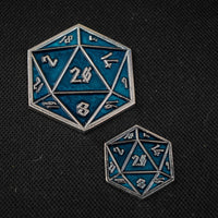 Aqua and Silver D20 Pin - The Mage's Emporium Misty Mountain Gaming Misty Mountain Gaming Shopify Collective Used English Pin Japanese Style Comic Book