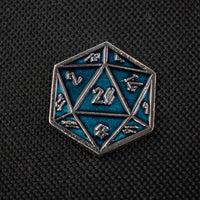 Aqua and Silver D20 Pin - The Mage's Emporium Misty Mountain Gaming Misty Mountain Gaming Shopify Collective Used English Pin Japanese Style Comic Book