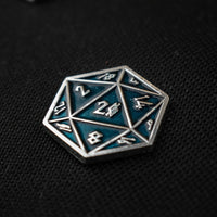 Aqua and Silver D20 Pin - The Mage's Emporium Misty Mountain Gaming Misty Mountain Gaming Shopify Collective Used English Pin Japanese Style Comic Book