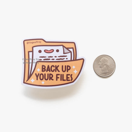Back Up Your Files Vinyl Sticker (2.5") - The Mage's Emporium Geoffrey Siu Art LLC Geoffrey Siu Art LLC Shopify Collective Used English Vinyl Sticker Japanese Style Comic Book
