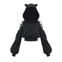 Black Cat Hoodie - The Mage's Emporium Kore Kawaii Kore Kawaii Shopify Collective Used English Japanese Style Comic Book