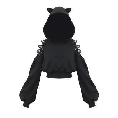 Black Cat Hoodie - The Mage's Emporium Kore Kawaii Kore Kawaii Shopify Collective Used English Japanese Style Comic Book