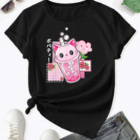 Boba Tea Cat Cup T-Shirt - The Mage's Emporium Kore Kawaii Kore Kawaii Shopify Collective Used English Japanese Style Comic Book