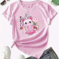 Boba Tea Cat Cup T-Shirt - The Mage's Emporium Kore Kawaii Kore Kawaii Shopify Collective Used English Japanese Style Comic Book
