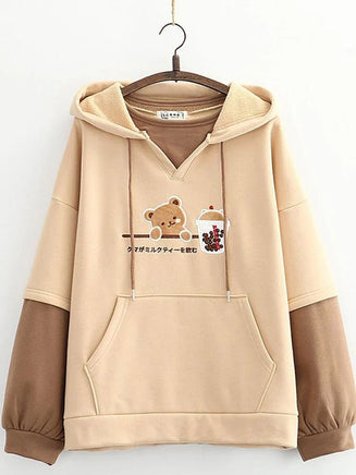 Boba Tea Teddy Bear Hoodie - The Mage's Emporium Kore Kawaii Kore Kawaii Shopify Collective Used English Japanese Style Comic Book